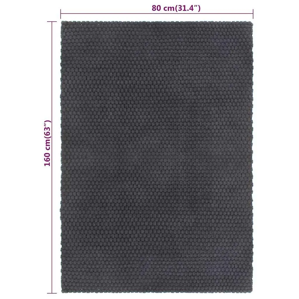 Cotton Rope Rug Anthracite 80x160 cm
