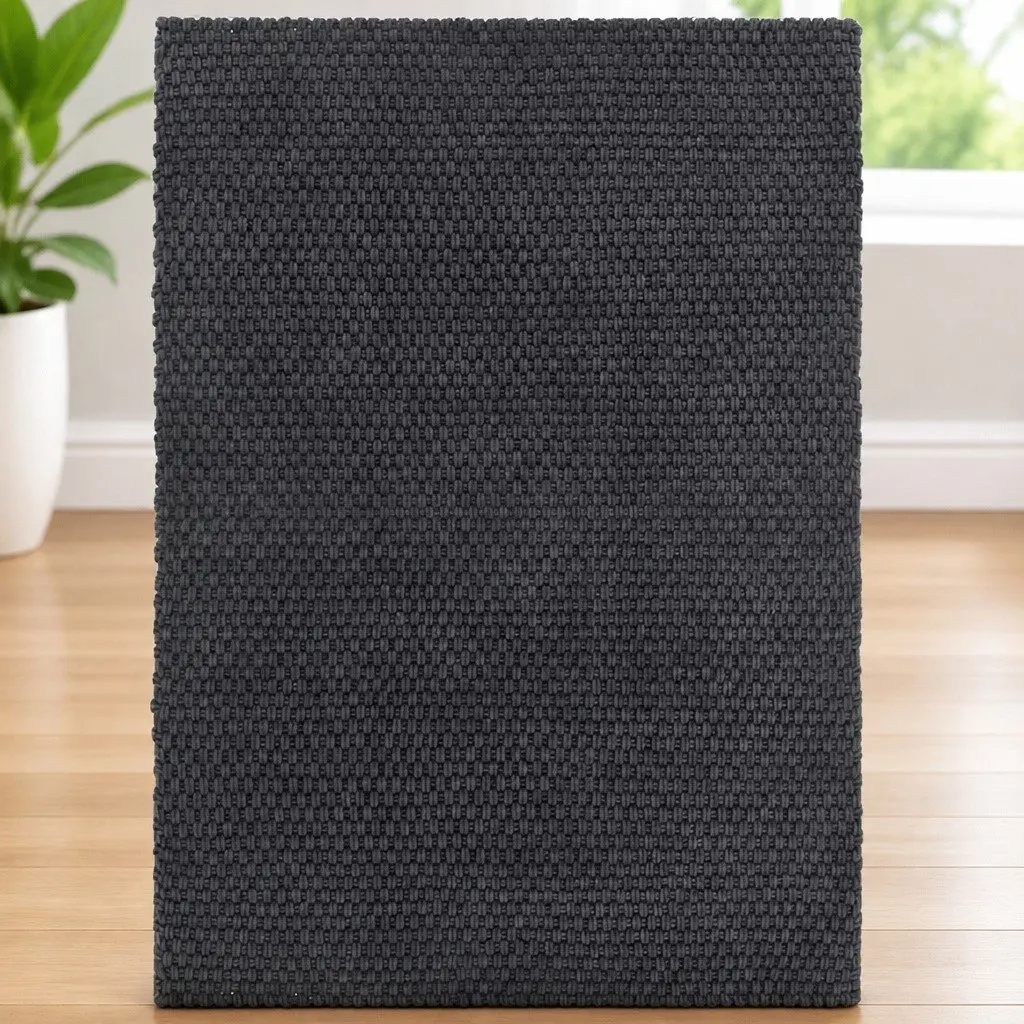 Cotton Rope Woven Rug Anthracite 160x230 cm