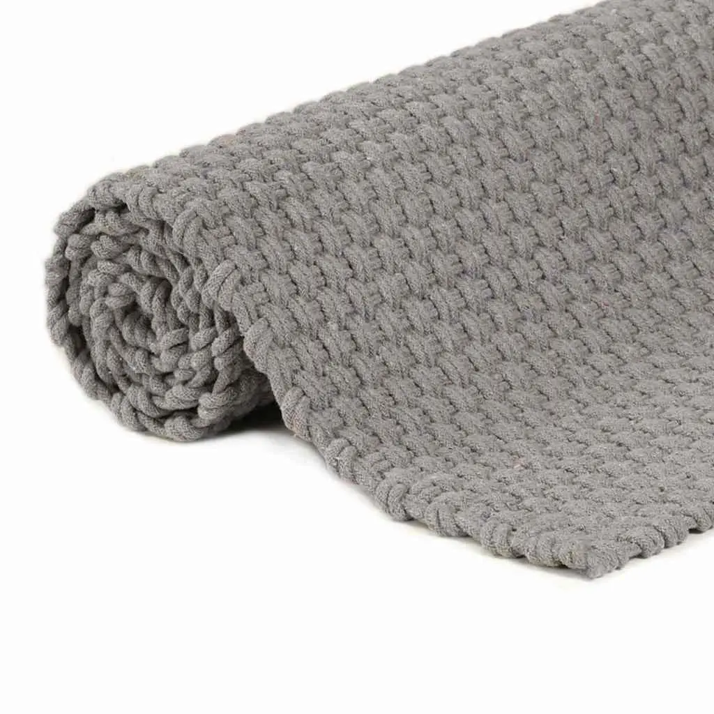 Grey Cotton Rectangular Rug 120x180 cm