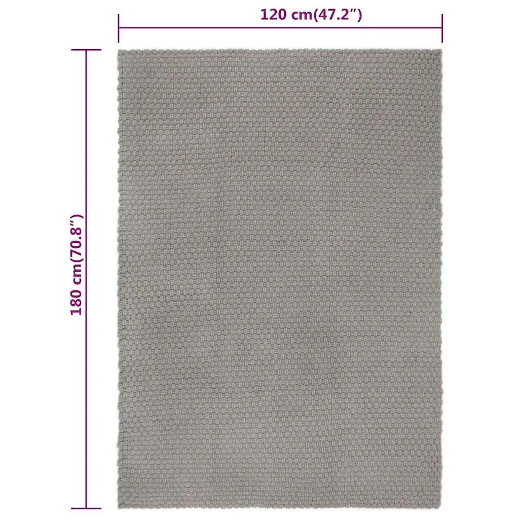 Grey Cotton Rectangular Rug 120x180 cm