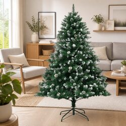 240cm Hinged Branch Green Christmas Tree with Snow