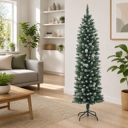 Slim Christmas Tree with Steel Stand 150cm Green