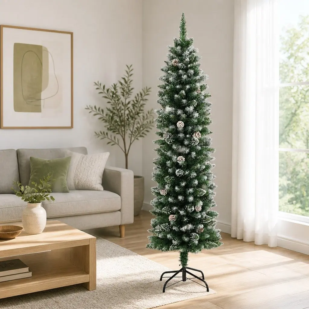 Slim Christmas Tree 180cm Green PVC with Stand