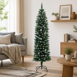 240cm Slim Christmas Tree with PVC Tips and Steel Stand
