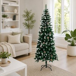 240cm Green PVC Hinged Artificial Christmas Tree