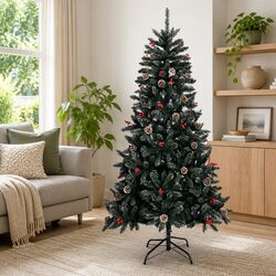 Sturdy 180 cm Artificial Christmas Tree with Steel Stand