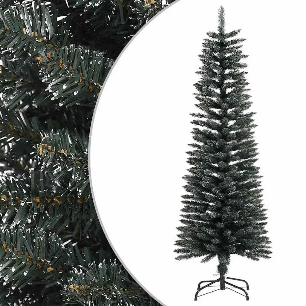 Artificial Slim Christmas Tree 120cm with Stand Green PVC Holiday Decoration