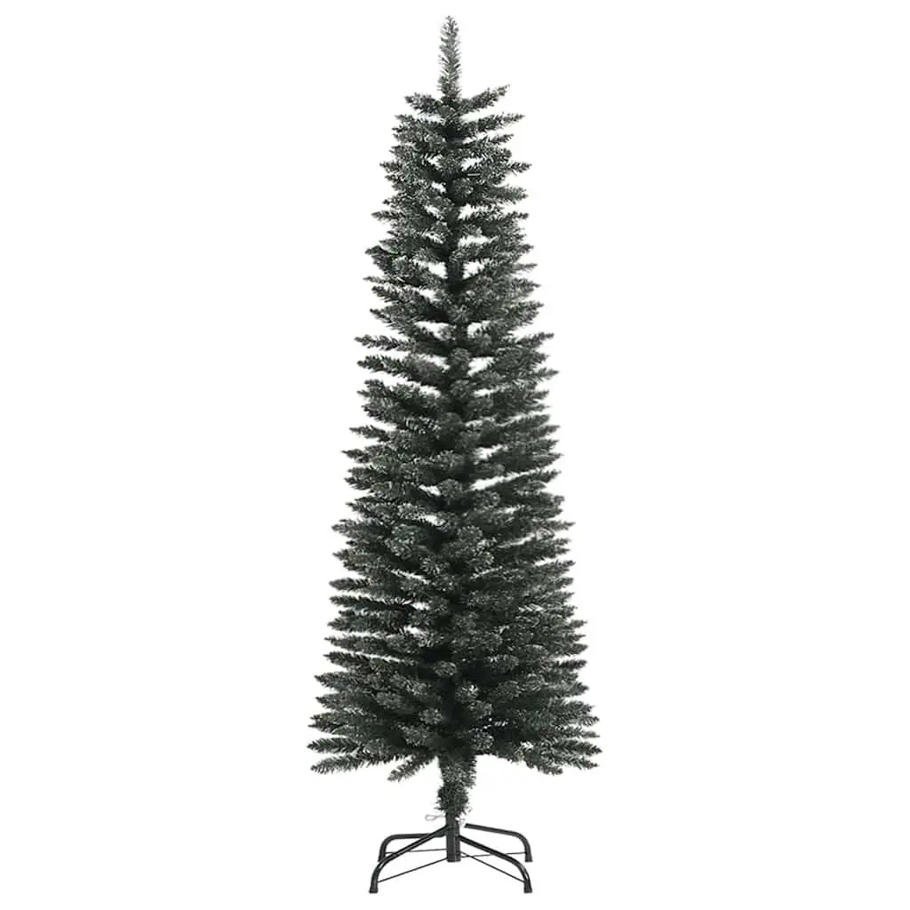 Artificial Slim Christmas Tree 120cm with Stand Green PVC Holiday Decoration