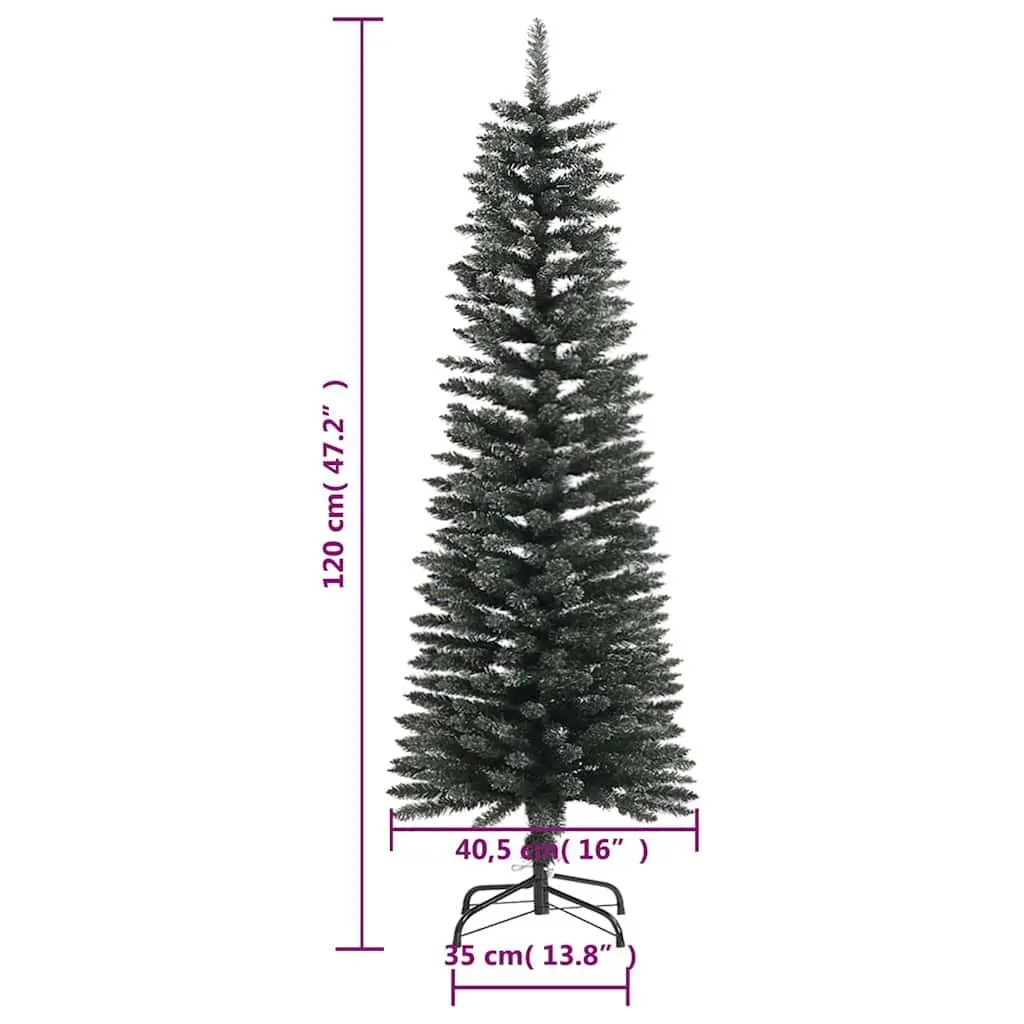 Artificial Slim Christmas Tree 120cm with Stand Green PVC Holiday Decoration