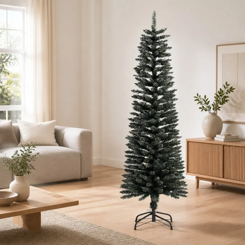 Artificial Slim Christmas Tree with Stand Green 150cm Bushy PVC Holiday