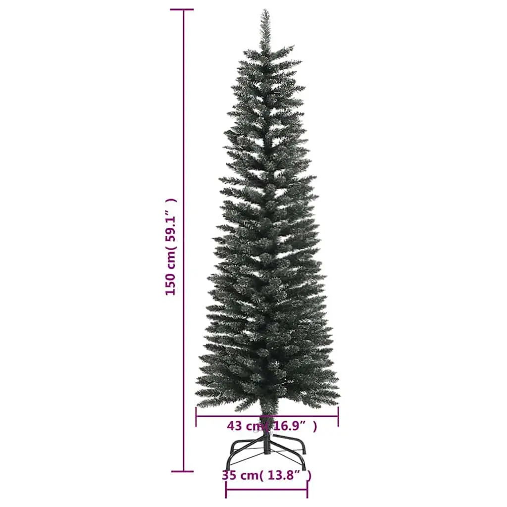 Artificial Slim Christmas Tree with Stand Green 150cm Bushy PVC Holiday