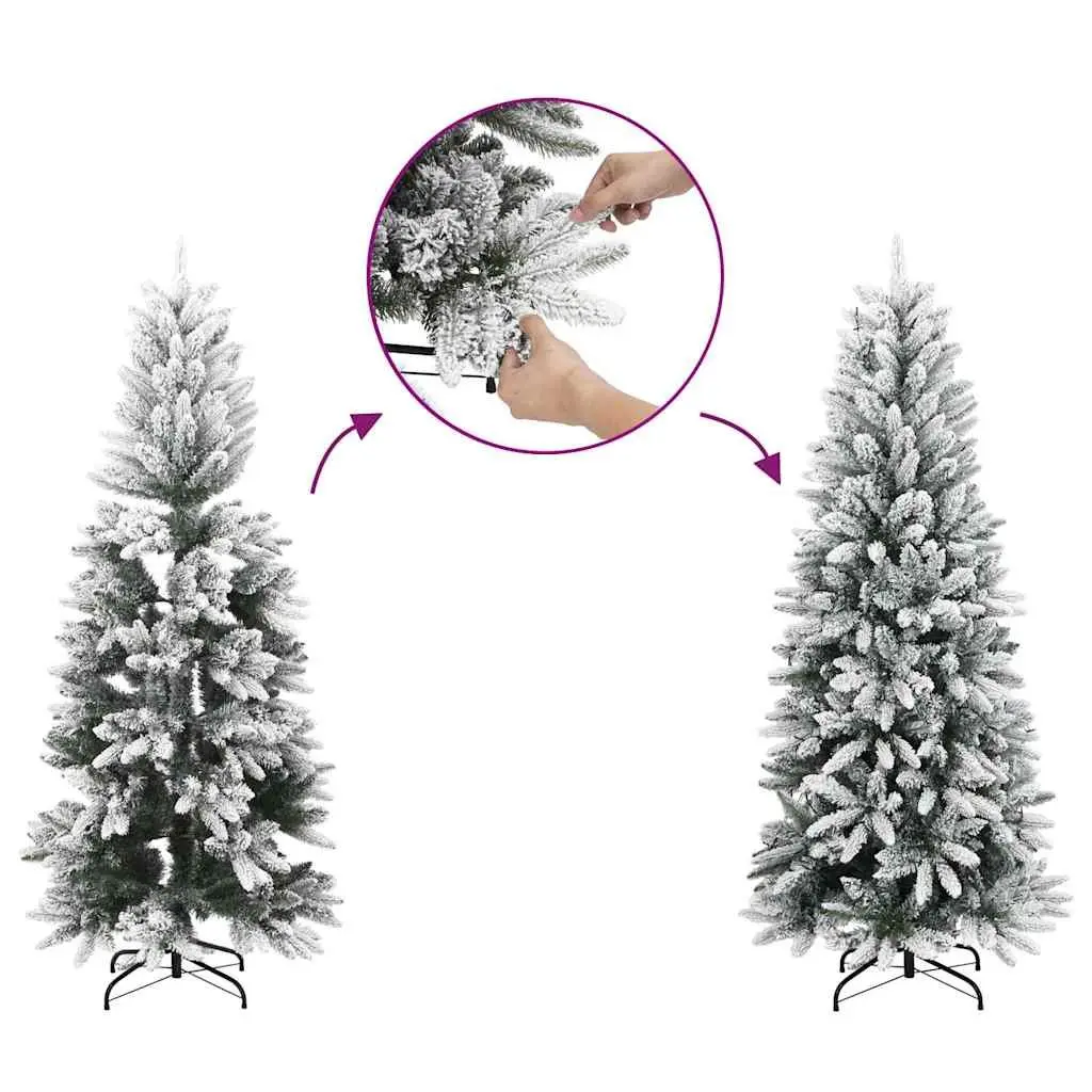 Artificial Christmas Tree PVC PE 210cm White Flocked Snow Hinged Branches