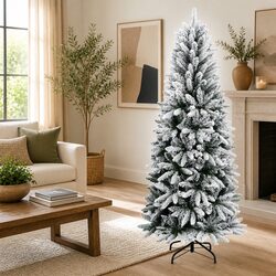 Artificial Christmas Tree 240 cm White Flocked Snow Hinged Branches PVC PE