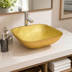 Durable Glass Basin Sink 42x42x14 cm for Bathrooms