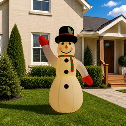 370cm Inflatable Snowman with LED Lights for Outdoor Decor