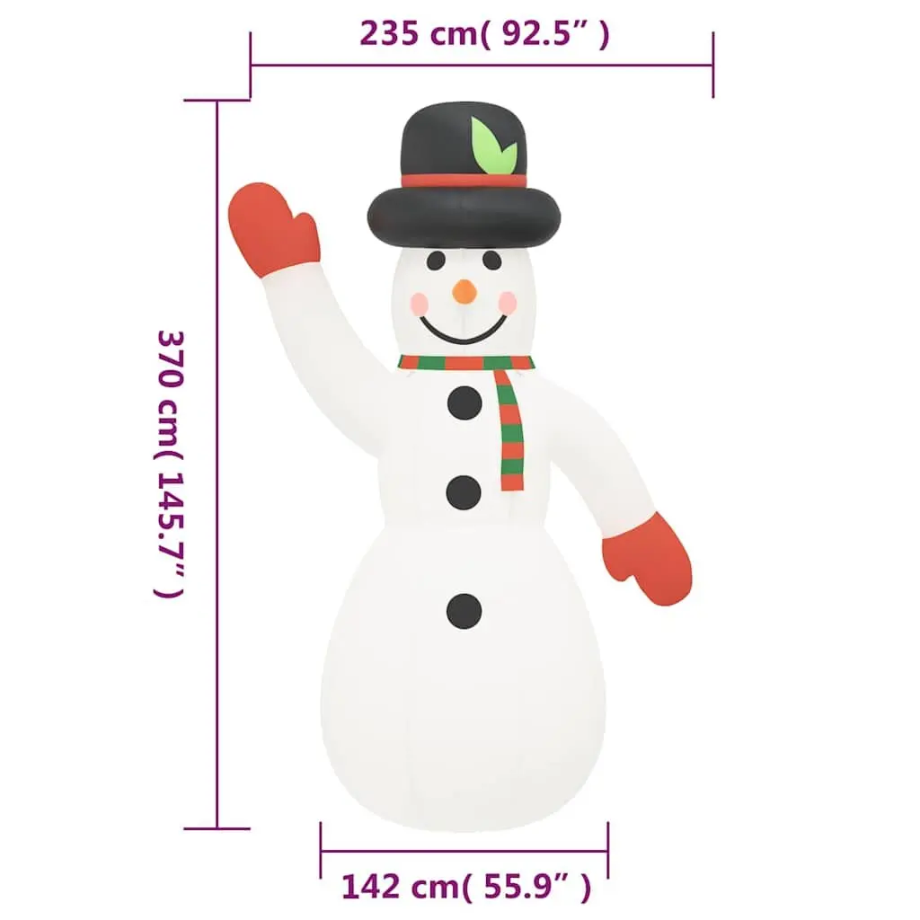 Inflatable Snowman Decoration Oxford Fabric 370cm with LED Lights