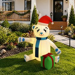 Outdoor Christmas Inflatable Teddy Bear with LED Lights 180cm