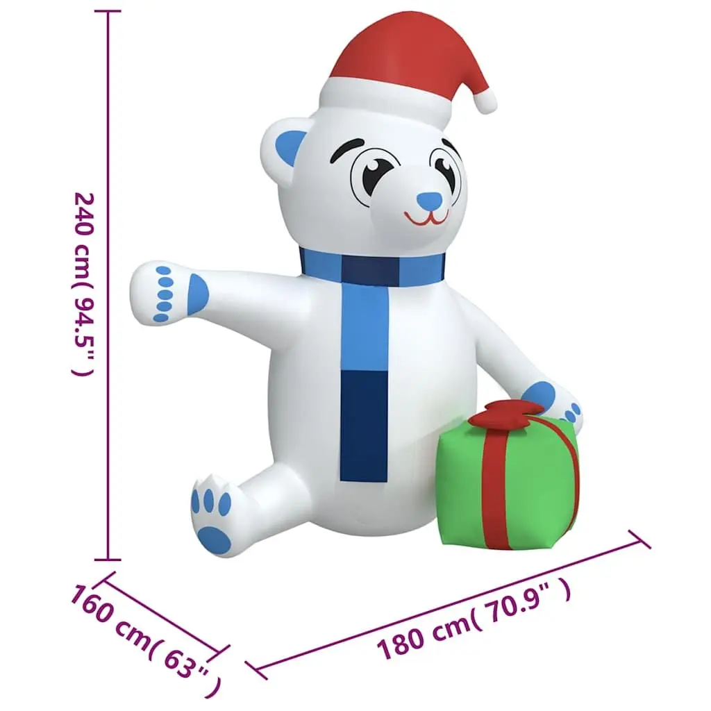 Inflatable Teddy Bear Decoration Oxford Fabric 240cm LED Outdoor Christmas Yard