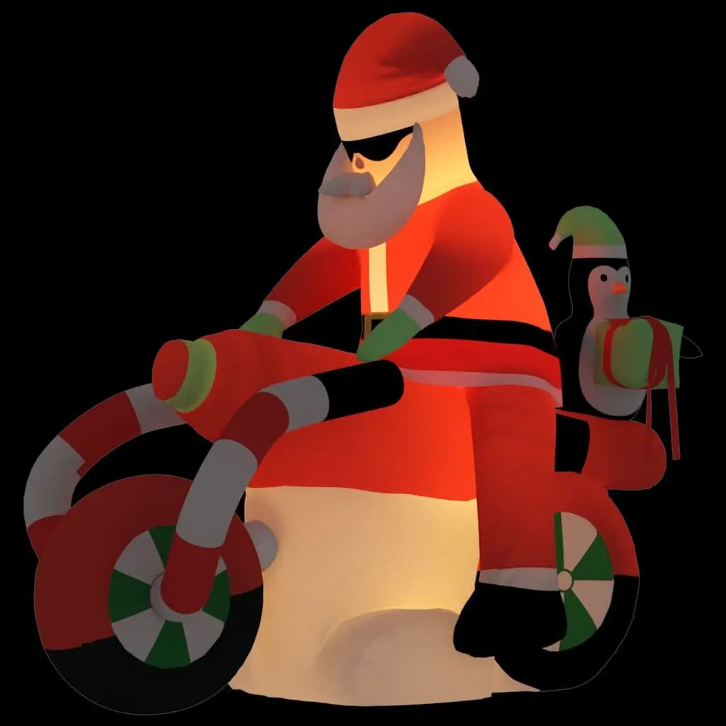 Christmas Inflatable Santa on Motorcycle LED Yard Decoration 158cm Holiday