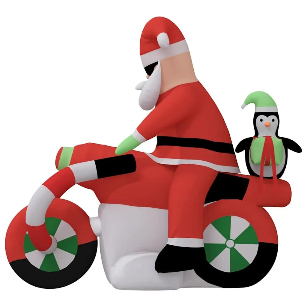 Christmas Inflatable Santa on Motorcycle LED Yard Decoration 158cm Holiday