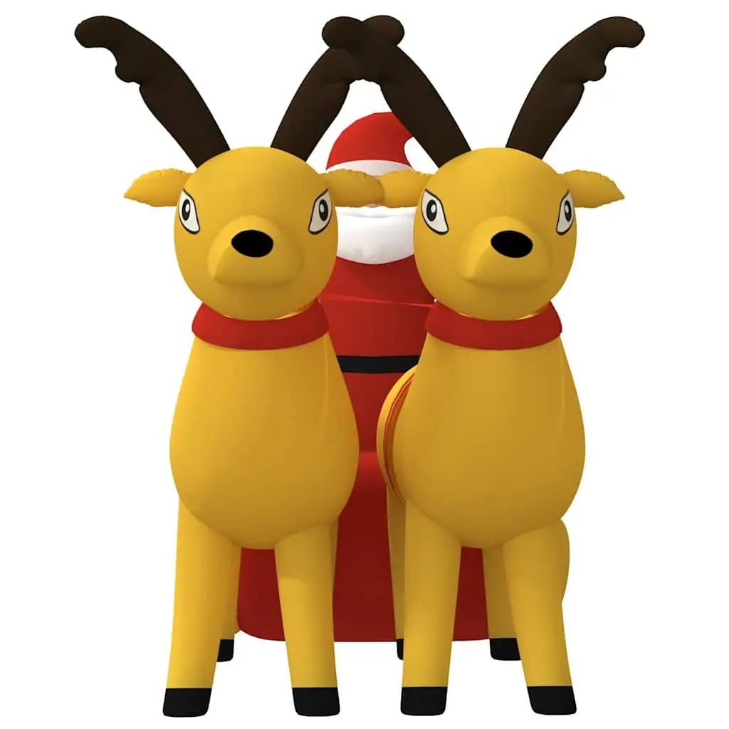Inflatable Yard Decoration Oxford Fabric 130 cm Christmas Santa and Reindeer with LED Lights