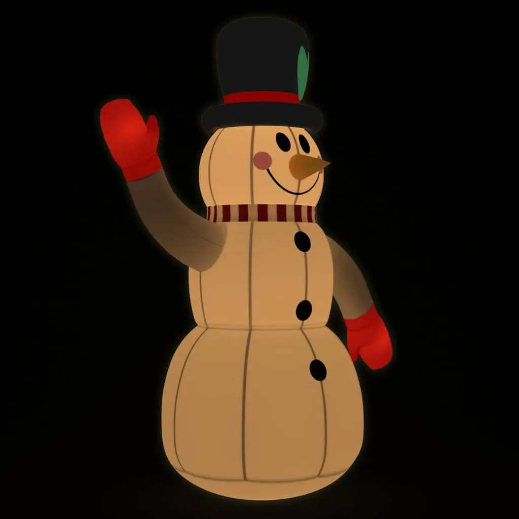 Inflatable Snowman Decoration Oxford Fabric 240cm White with LED Lights