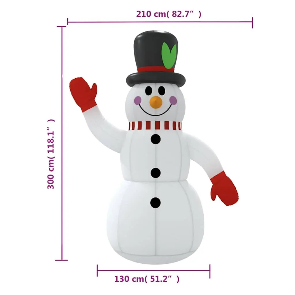 300cm Inflatable Snowman Decoration with LED Lights