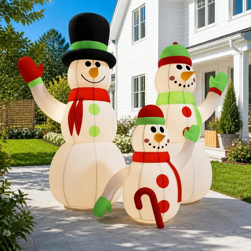 Inflatable Snowman Family Oxford Fabric 500cm Multicolour