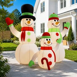 Premium Inflatable Snowman Family Decoration with LED Lights