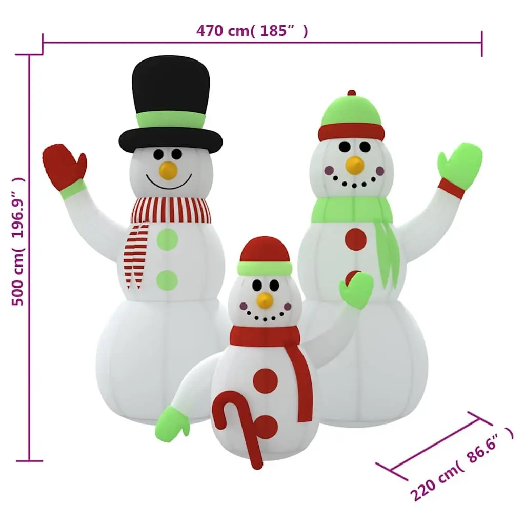 Inflatable Snowman Family Oxford Fabric 500cm Multicolour