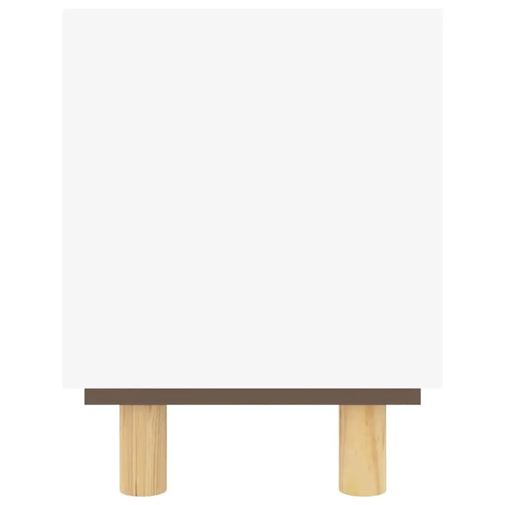 White TV Cabinet 105x30x40 cm with Rattan Doors