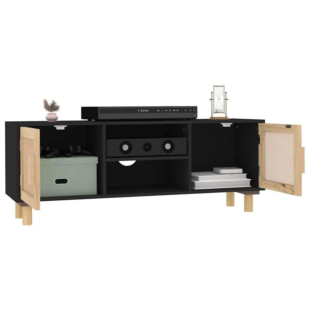 TV Cabinet 105x30x40cm Black Storage Unit 4 Compartments Media Stand