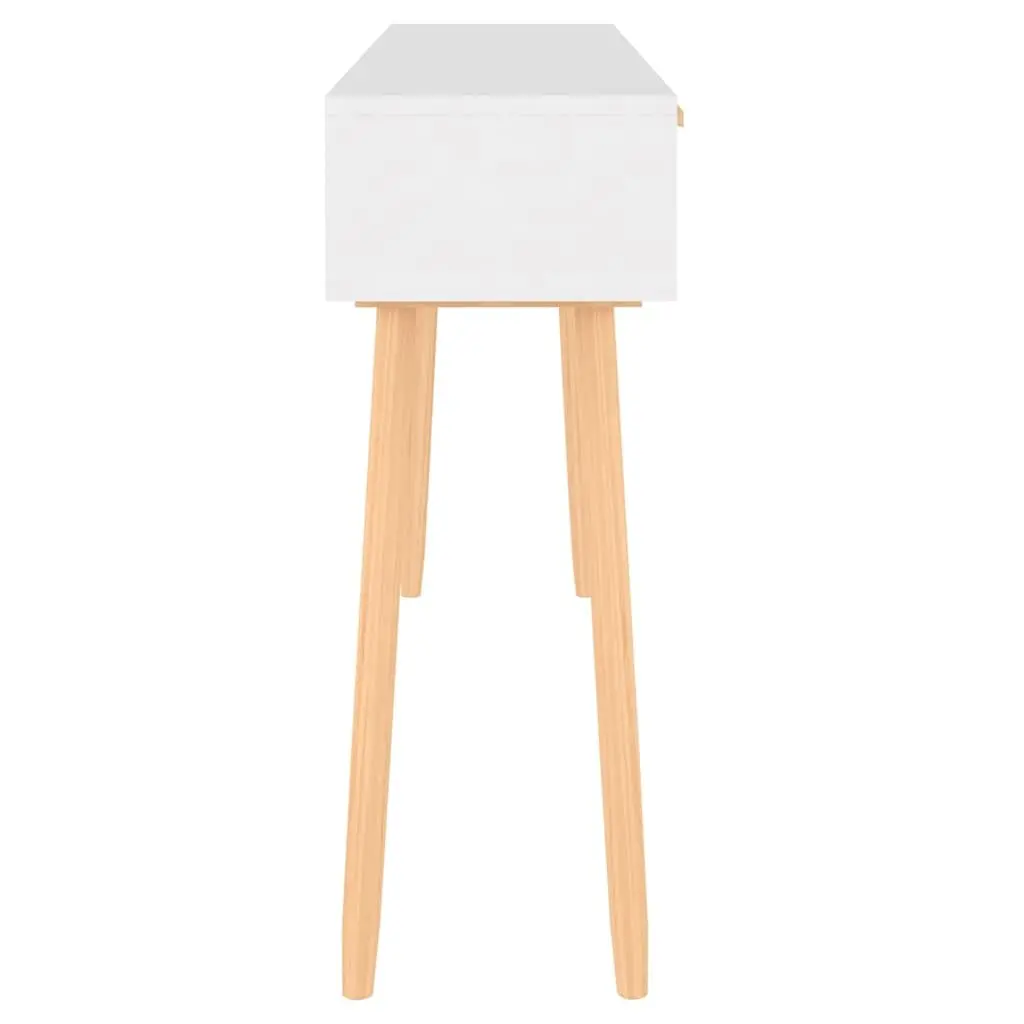 White Console Table with Rattan Drawers
