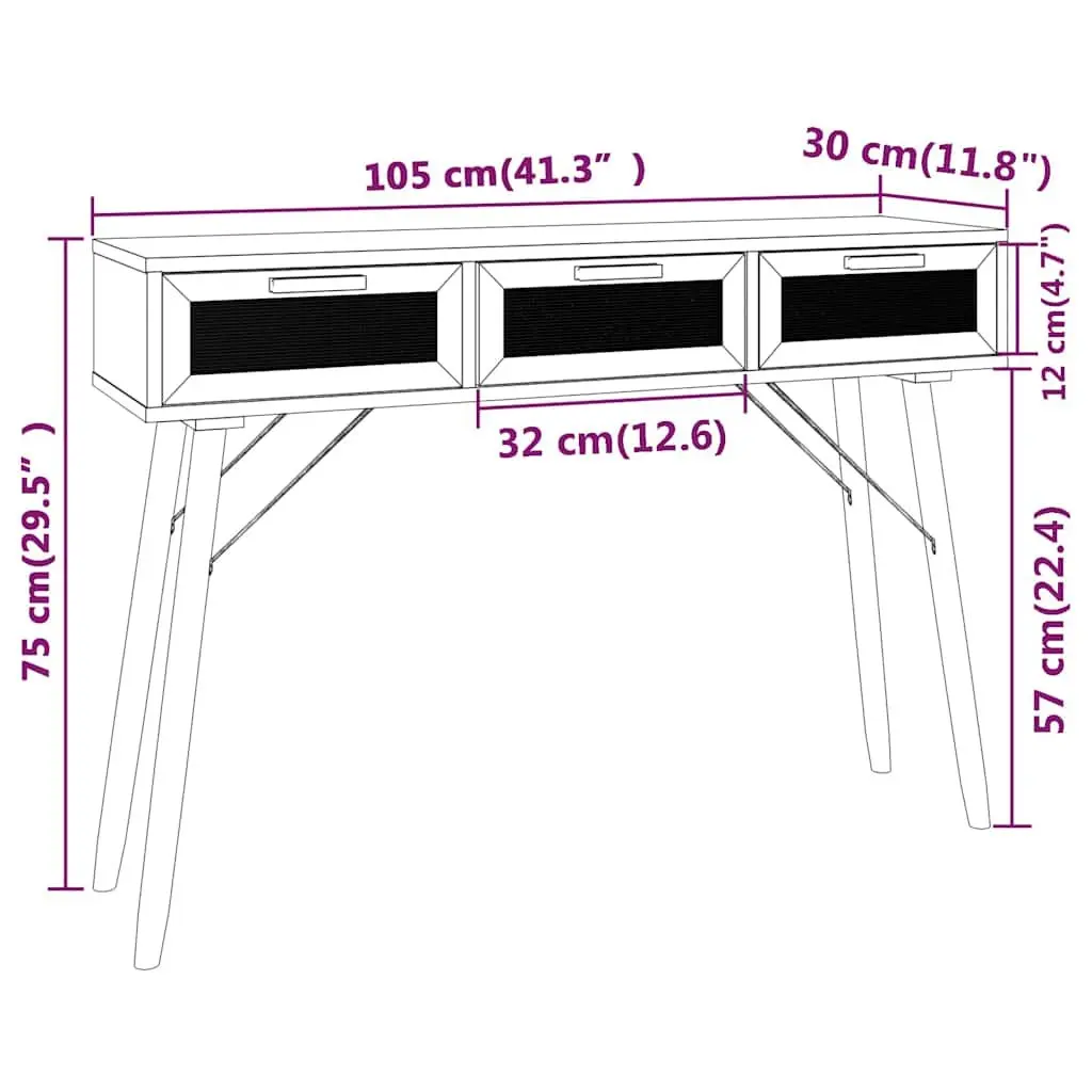 White Console Table with Rattan Drawers