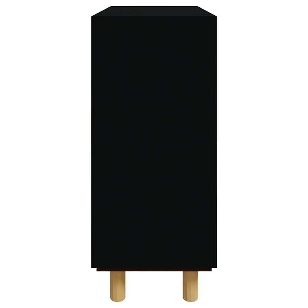 Black Sideboard Storage Cabinet with Rattan Drawers