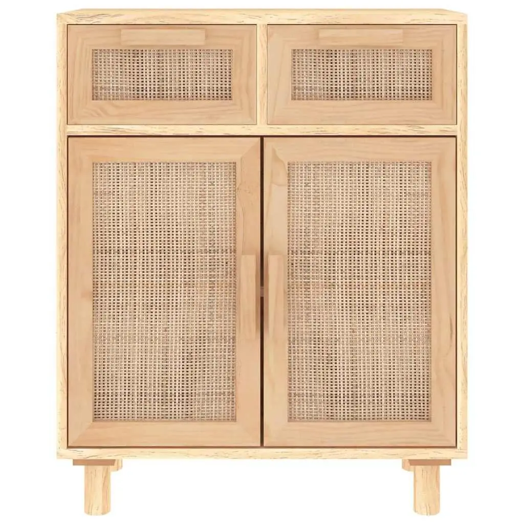 Sideboard Cabinet Engineered Wood Solid Pine Rattan Brown 60x30x75cm