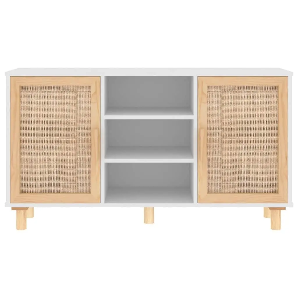 White Sideboard with Rattan Doors and 5 Compartments