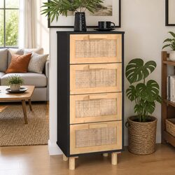 Stylish Black Sideboard Storage Cabinet with 4 Drawers