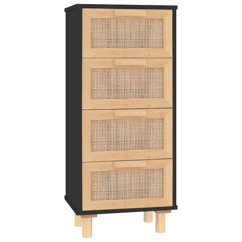 Black Sideboard Storage Cabinet with 4 Drawers