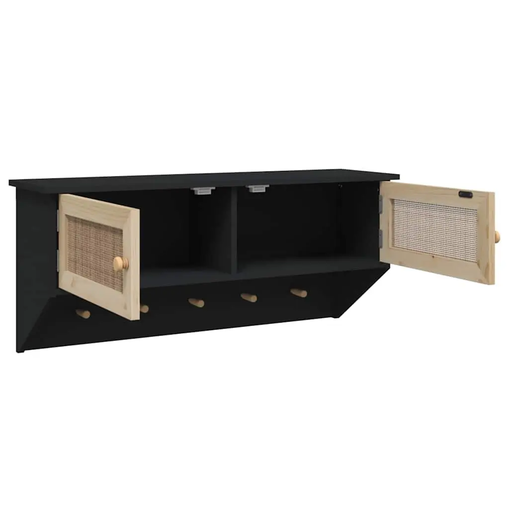 Wall-mounted Coat Rack with Rattan Storage