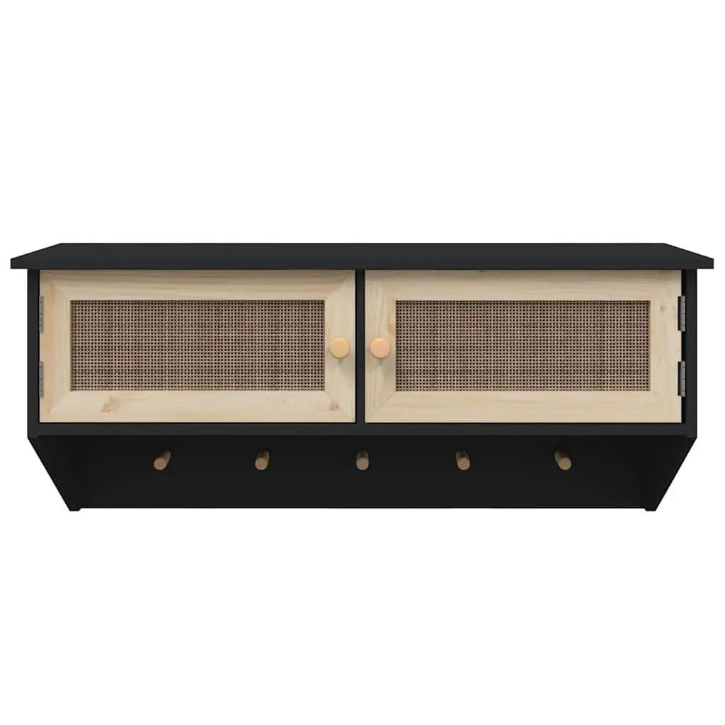 Wall-mounted Coat Rack with Rattan Storage