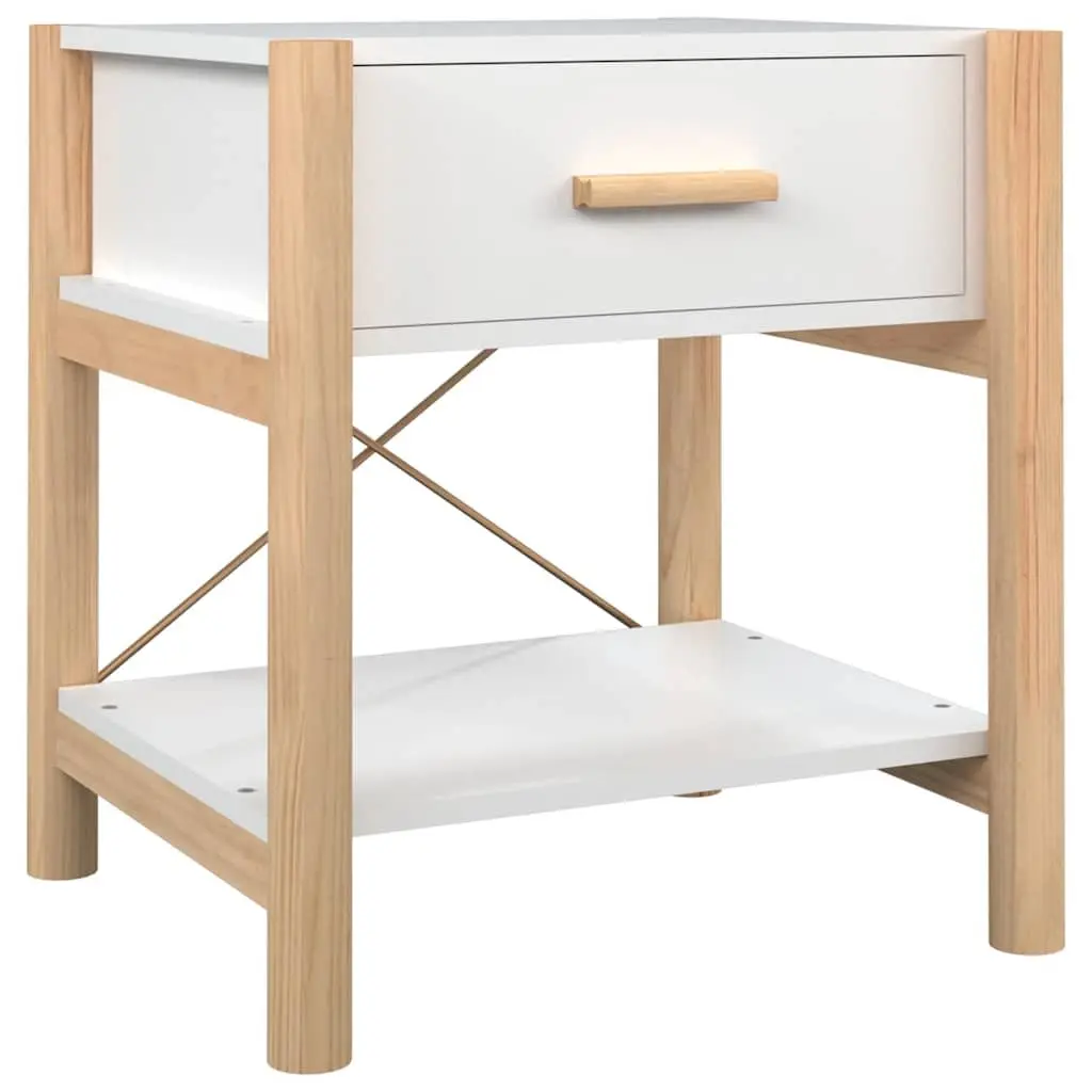 Set of 2 White Engineered Wood Bedside Tables with Storage