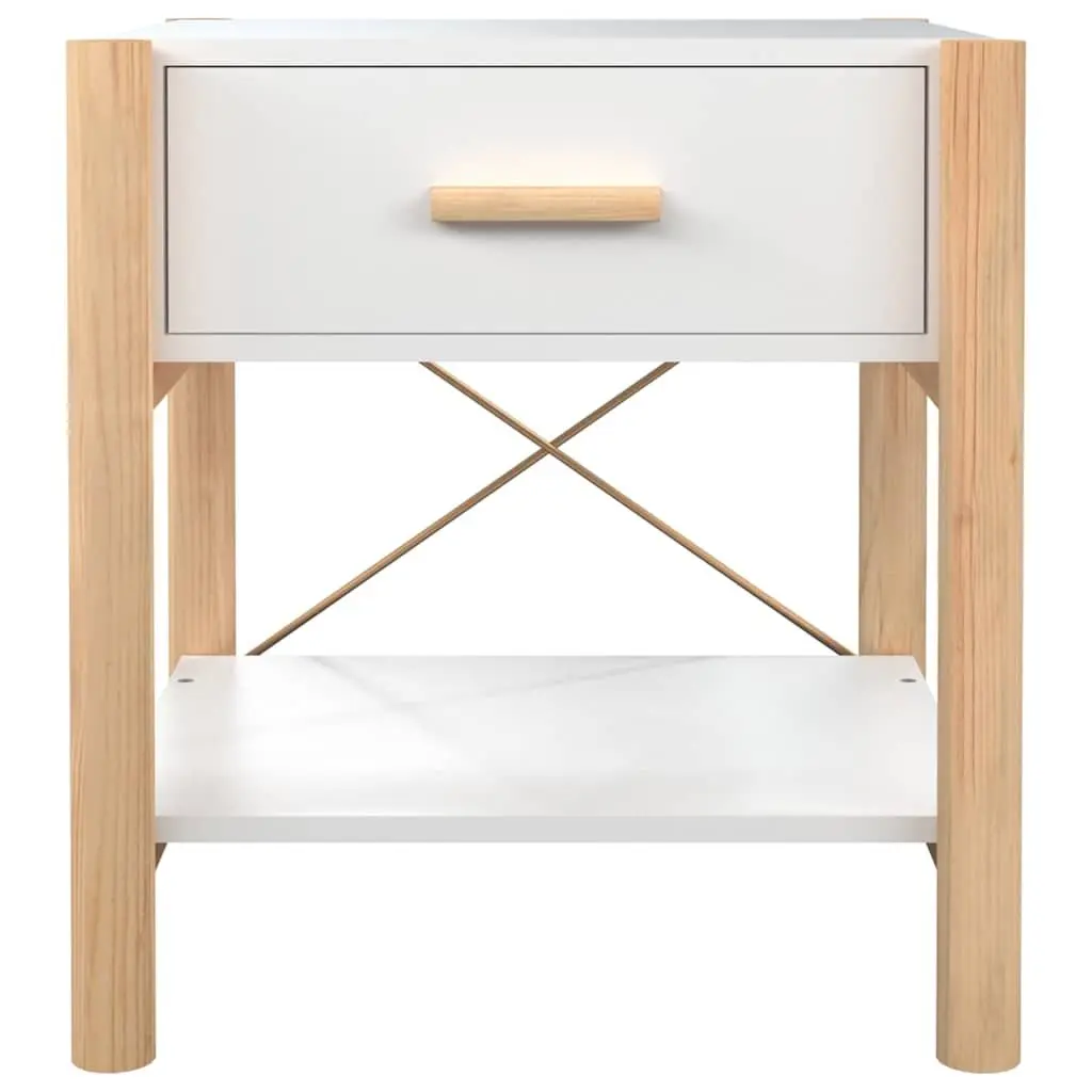 Set of 2 White Engineered Wood Bedside Tables with Storage