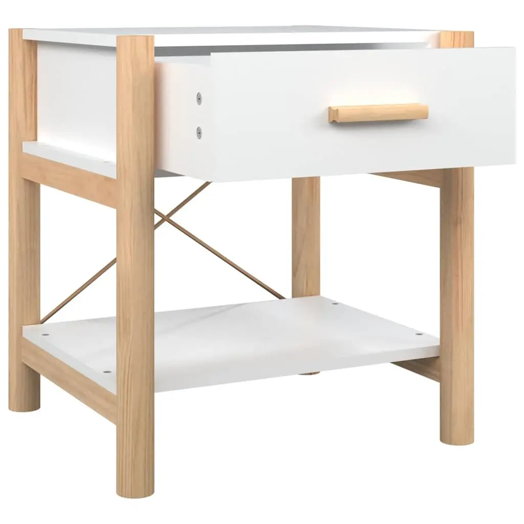 Set of 2 White Engineered Wood Bedside Tables with Storage