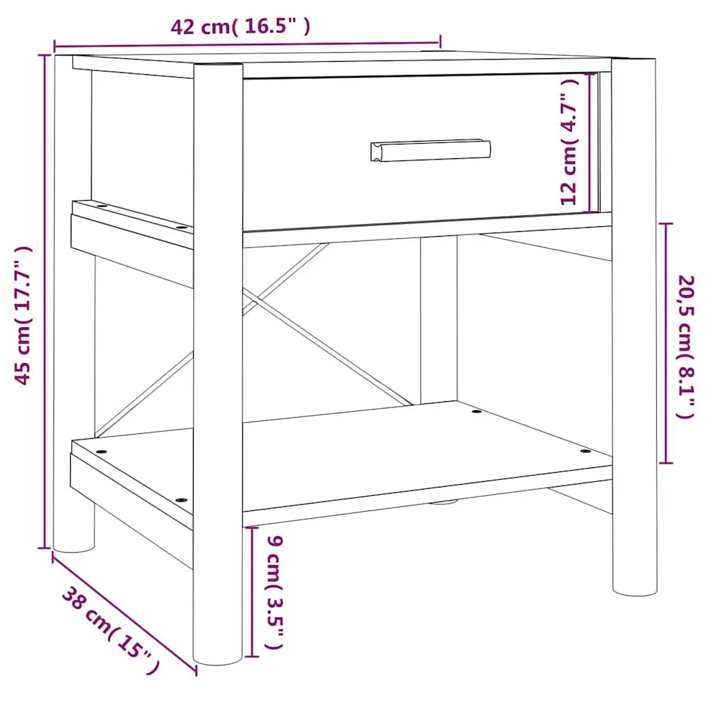Set of 2 White Engineered Wood Bedside Tables with Storage