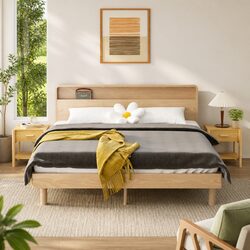 Brown Engineered Wood Nightstand Cabinets - 2pcs