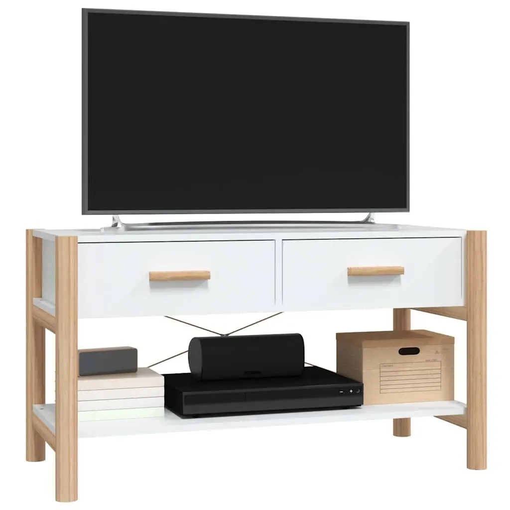 White TV Cabinet 82x38x45 cm with Solid Legs