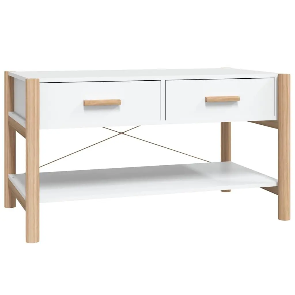 White Engineered Wood Coffee Table with Storage