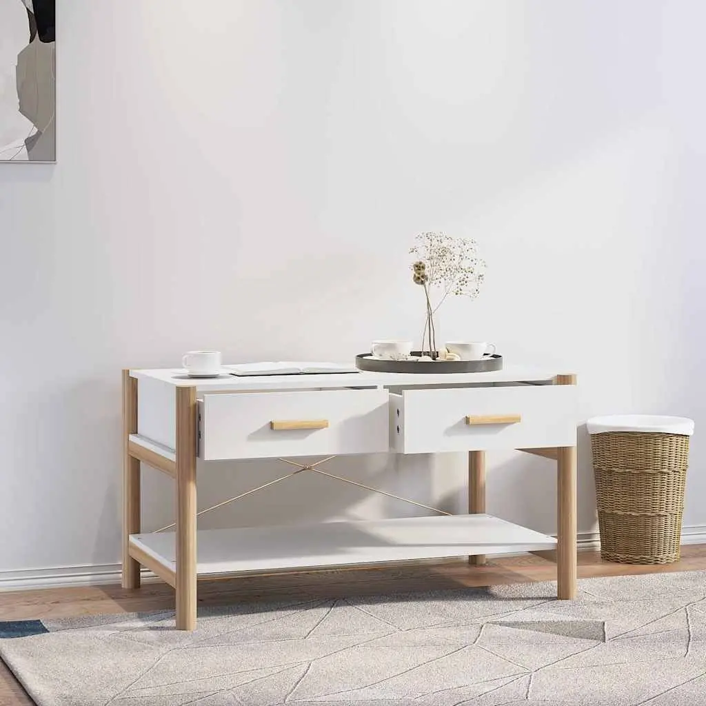 White Engineered Wood Coffee Table with Storage