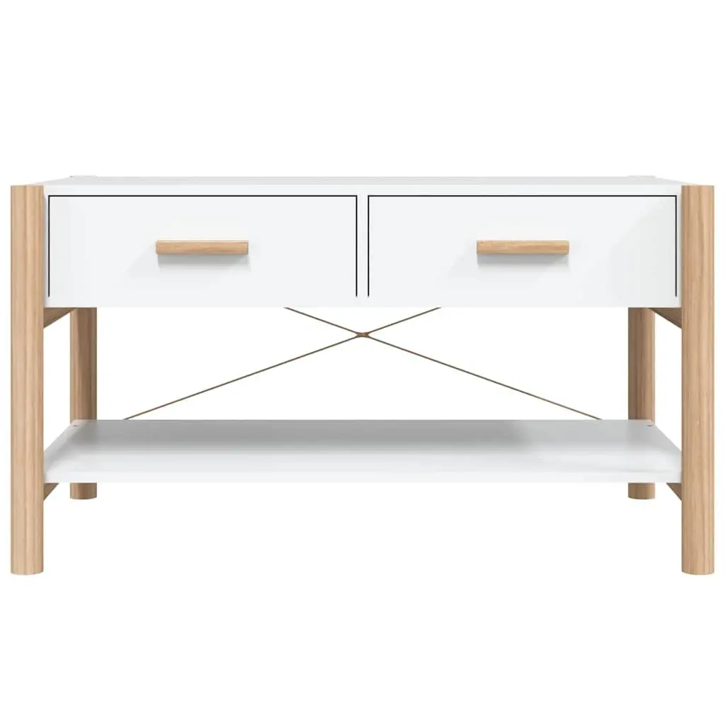 White Engineered Wood Coffee Table with Storage